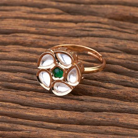 Kundan Adjustable Ring With Gold Plating