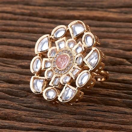 Kundan Adjustable Ring With Gold Plating