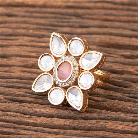 Kundan Adjustable Ring With Gold Plating