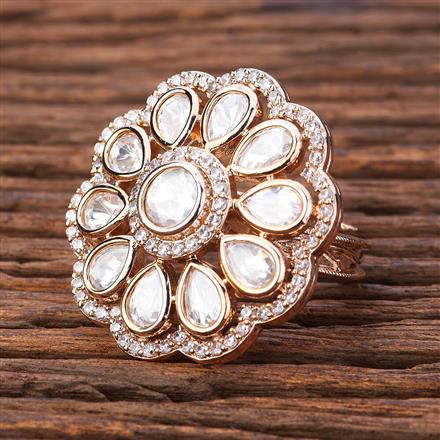 Kundan Adjustable Ring With Gold Plating