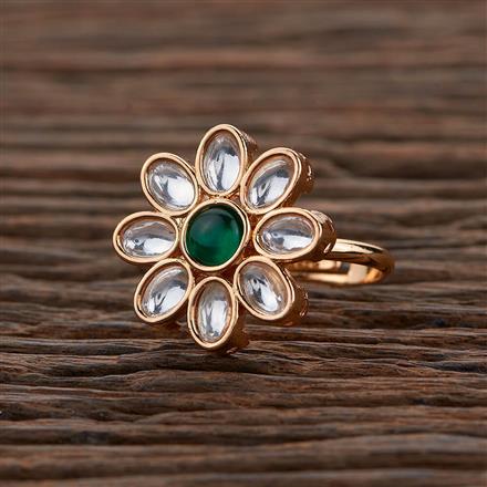 Kundan Adjustable Ring With Gold Plating