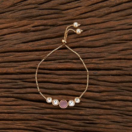 Kundan Adjustable Bracelet With Gold Plating