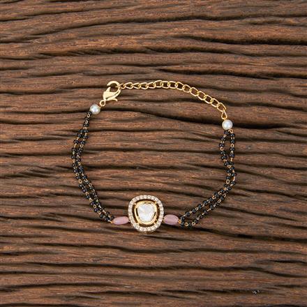 Kundan Hand Mangalsutra Bracelet With Gold Plating