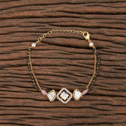 Kundan Hand Mangalsutra Bracelet With Gold Plating