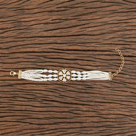 Kundan Moti Bracelet With Gold Plating