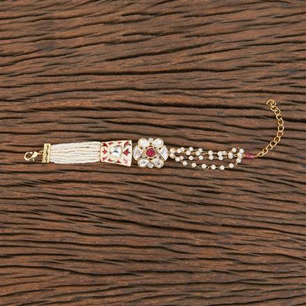 Kundan Pearl Bracelet With Gold Plating