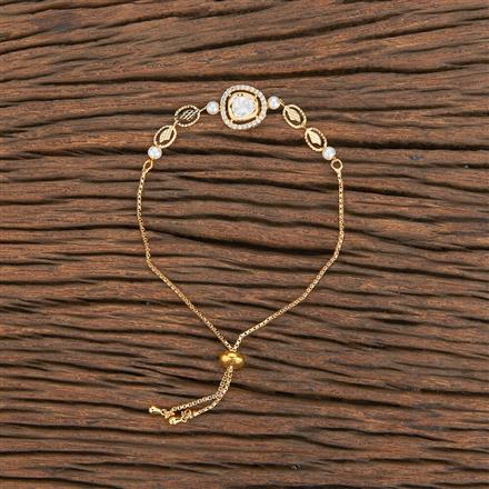 Kundan Adjustable Bracelet With Gold Plating