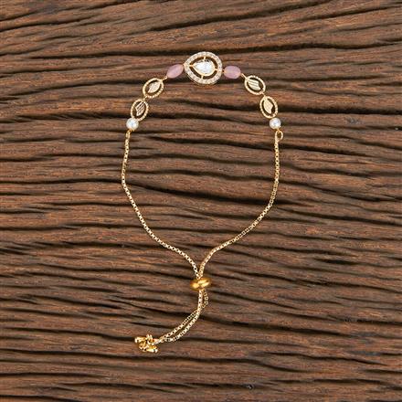 Kundan Adjustable Bracelet With Gold Plating