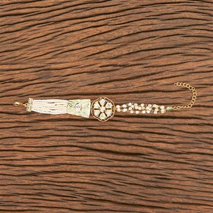 Kundan Pearl Bracelet With Gold Plating