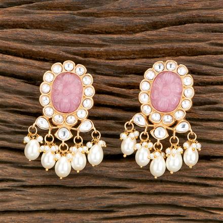Kundan Classic Earring With Matte Gold Plating