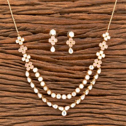 Kundan 2 Line Necklace With Gold Plating