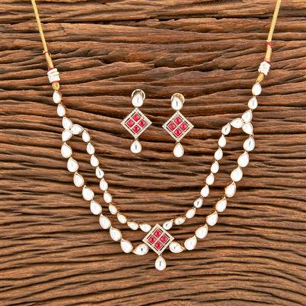 Kundan 2 Line Necklace With Gold Plating