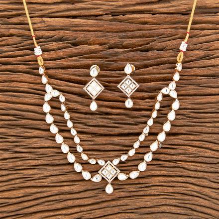 Kundan 2 Line Necklace With Gold Plating