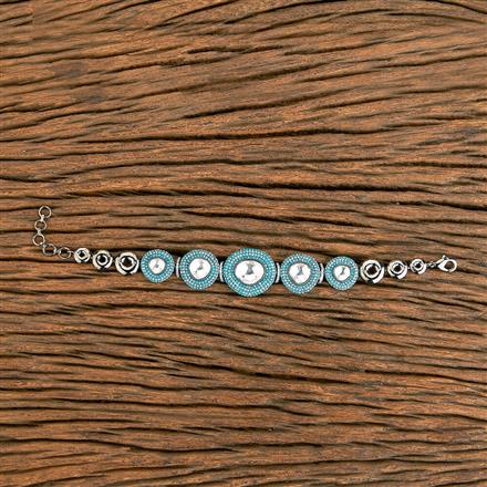 Kundan Nano Stone Bracelet With Black Plating