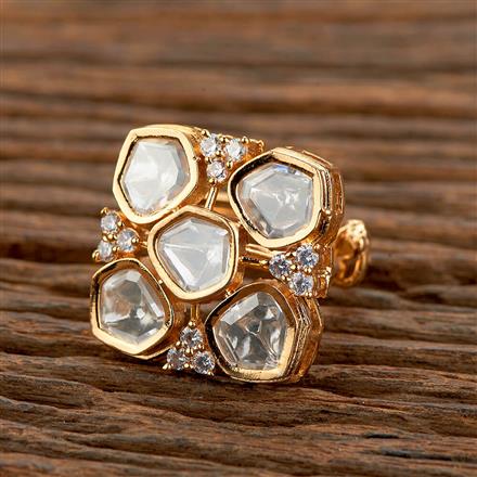 Kundan Adjustable Ring With Gold Plating