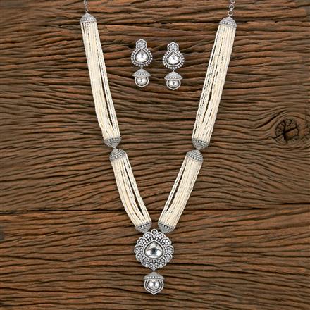 Kundan Classic Mala Necklace With Black 2 Tone Rhodium Plating