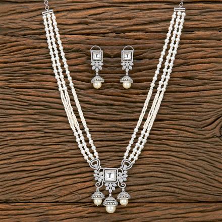 Kundan Classic Mala Necklace With Black 2 Tone Rhodium Plating