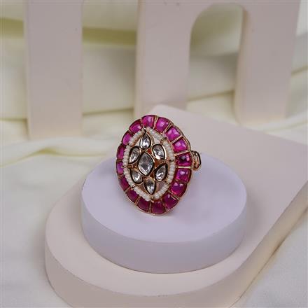 Kundan Adjustable Ring With Gold Plating
