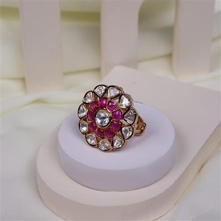 Kundan Adjustable Ring With Gold Plating