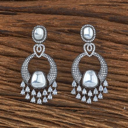 Kundan Nano Stone Earring With Black Plating