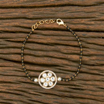 Kundan Hand Mangalsutra Bracelet With Gold Plating
