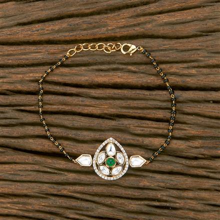 Kundan Hand Mangalsutra Bracelet With Gold Plating