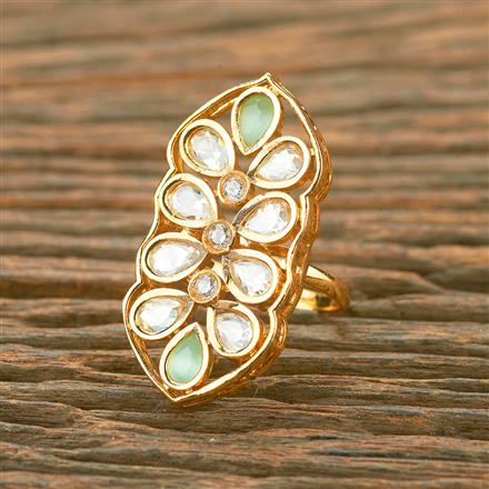 Kundan Adjustable Ring With Gold Plating