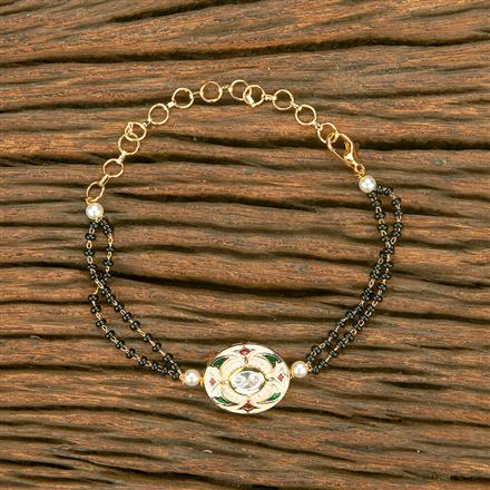 Kundan Hand Mangalsutra Bracelet With Gold Plating