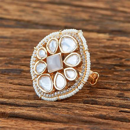 Kundan Adjustable Ring With Gold Plating