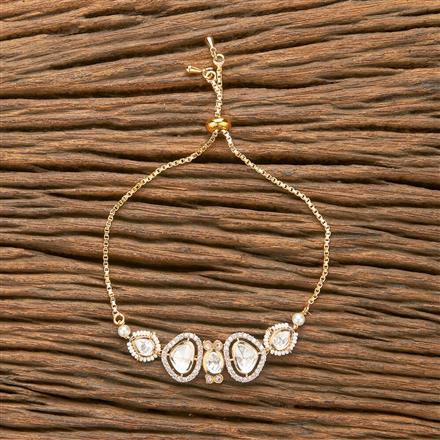 Kundan Adjustable Bracelet With Gold Plating