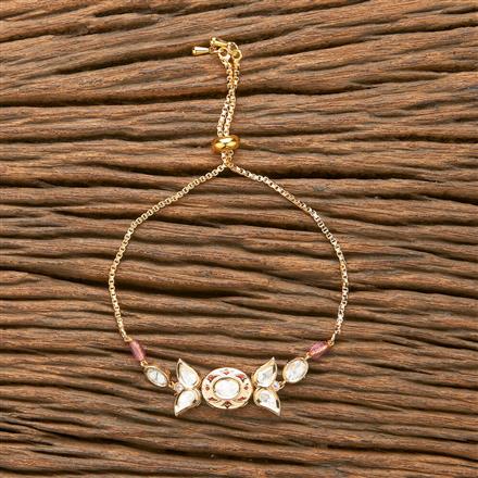 Kundan Adjustable Bracelet With Gold Plating