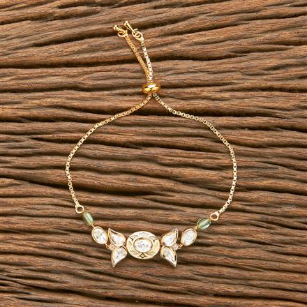 Kundan Adjustable Bracelet With Gold Plating