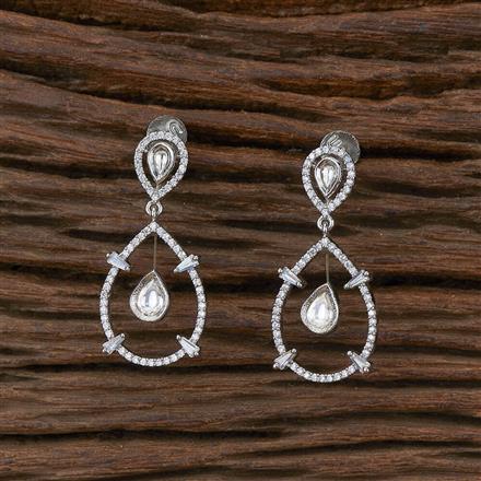 Kundan Classic Earring With 2 Tone Rhodium Plating