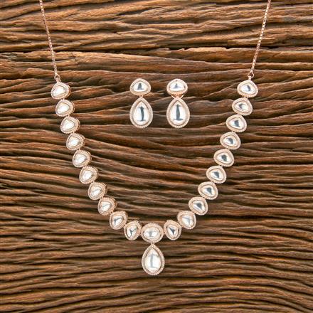 Kundan Classic Necklace With Black Rhodium Rose Gold Plating