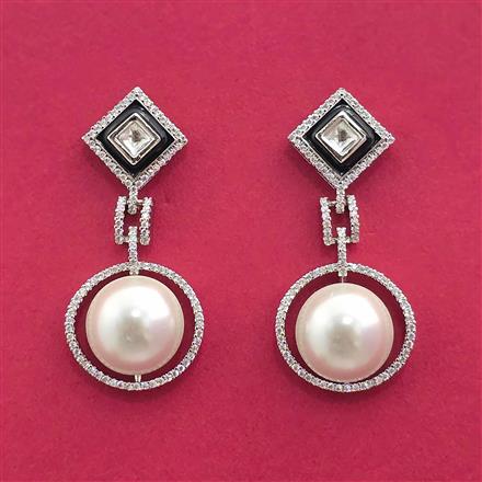Kundan Classic Earring With Rhodium Plating