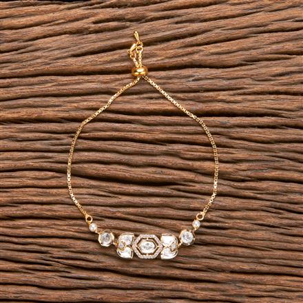 Kundan Adjustable Bracelet With Gold Plating