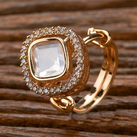 Kundan Adjustable Ring With Gold Plating