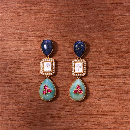 Kundan Semi Precious Stone Earring With Gold Plating