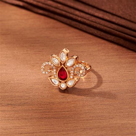 Kundan Adjustable Ring With Gold Plating