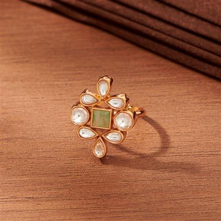 Kundan Adjustable Ring With Gold Plating