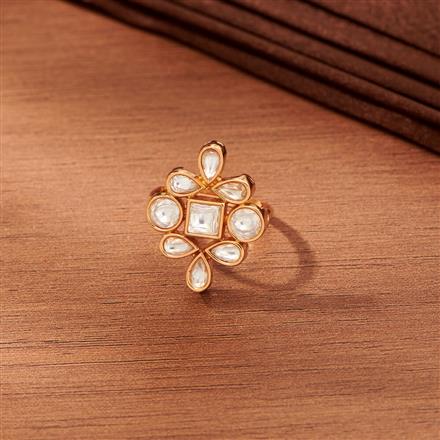 Kundan Adjustable Ring With Gold Plating