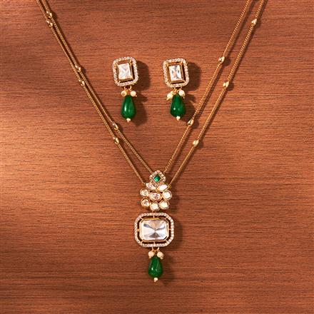 Kundan Beads Pendant Set With Gold Plating