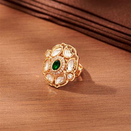 Kundan Adjustable Ring With Gold Plating