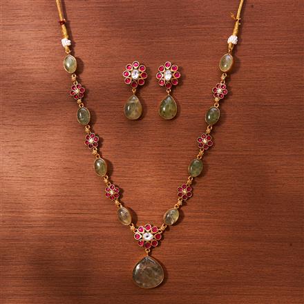 Kundan Semi Precious Stone Necklace With Gold Plating