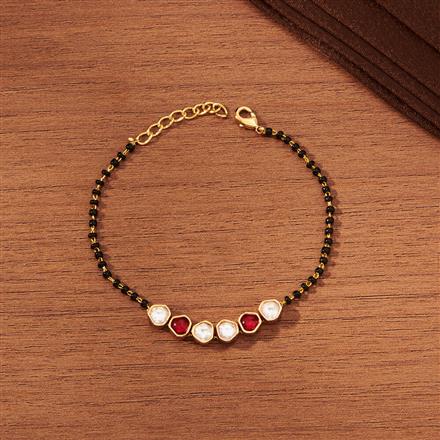 Kundan Hand Mangalsutra Bracelet With Gold Plating