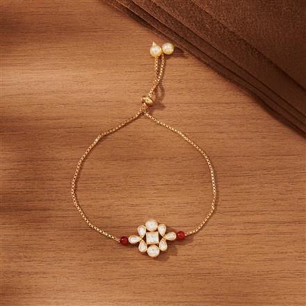Kundan Adjustable Bracelet With Gold Plating