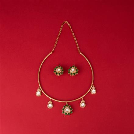 Kundan Stiff Necklace With Gold Plating