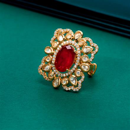 Kundan Adjustable Ring With Gold Plating
