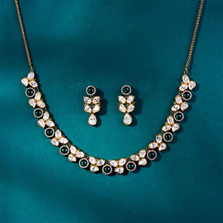 Kundan Delicate Necklace With Mehndi Plating