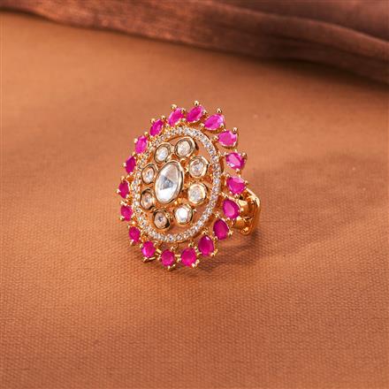 Kundan Adjustable Finger Ring With Gold Plating